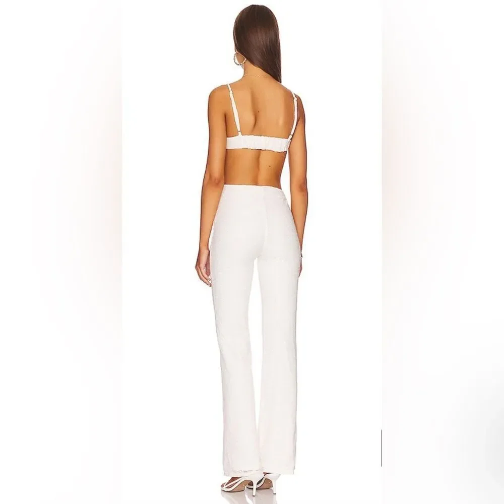 Camila Coelho Aurora Cutout Jumpsuit in White Textured Stretch Burnout REVOLVE - Picture 4 of 12